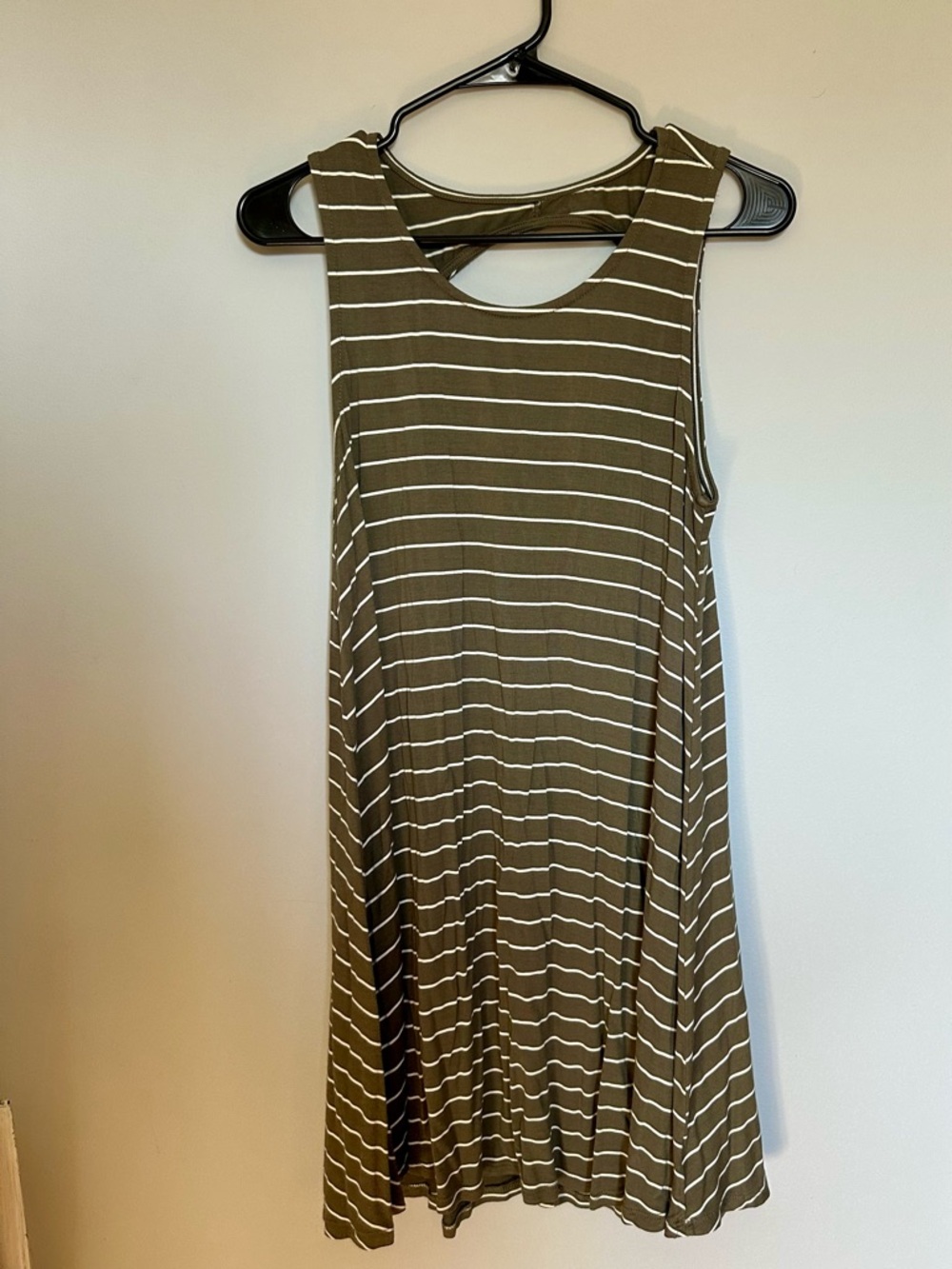 Wishlist Olive and White Striped Midi Swing Dress
